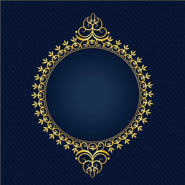 Beautiful circular golden floral frame design premium Vector