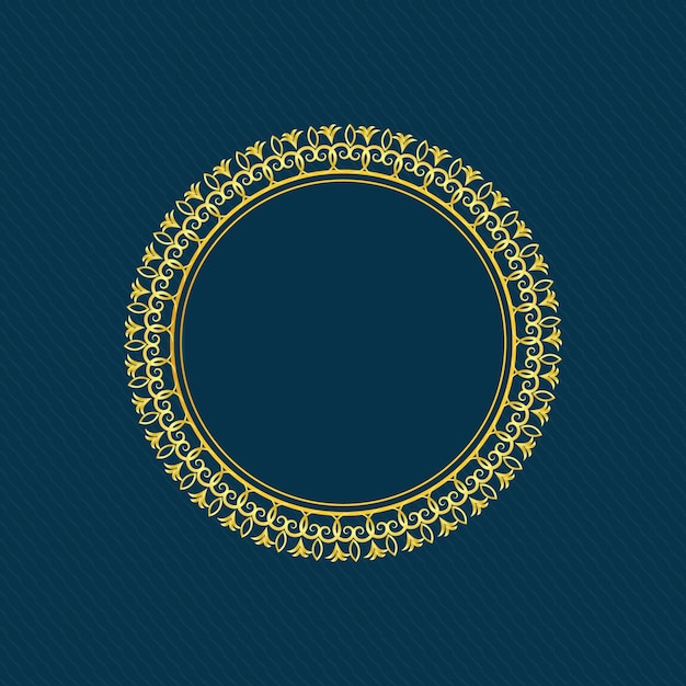 Beautiful circular golden floral frame design premium vector