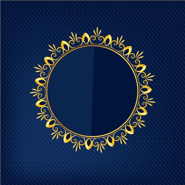 Beautiful circular golden floral frame design premium vector