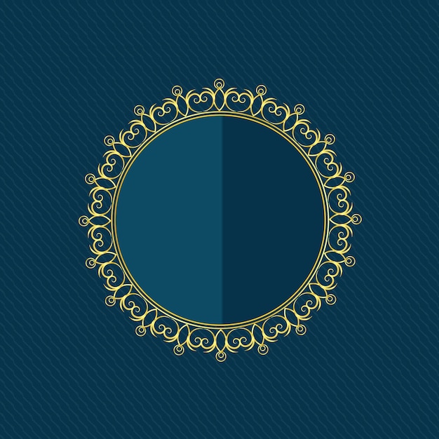 Beautiful circular golden floral frame design premium vector