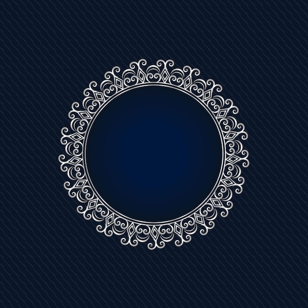 Beautiful circular gradient silver frame design premium vector