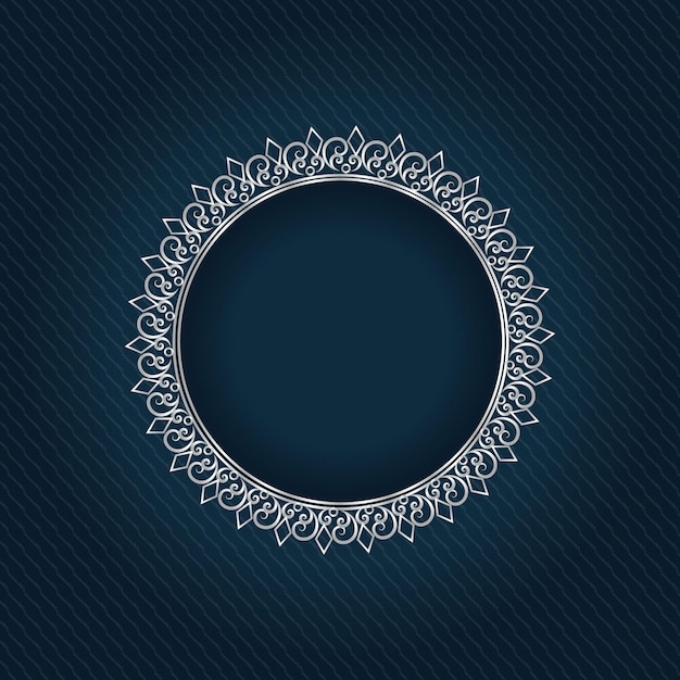 Beautiful circular gradient silver frame design premium vector