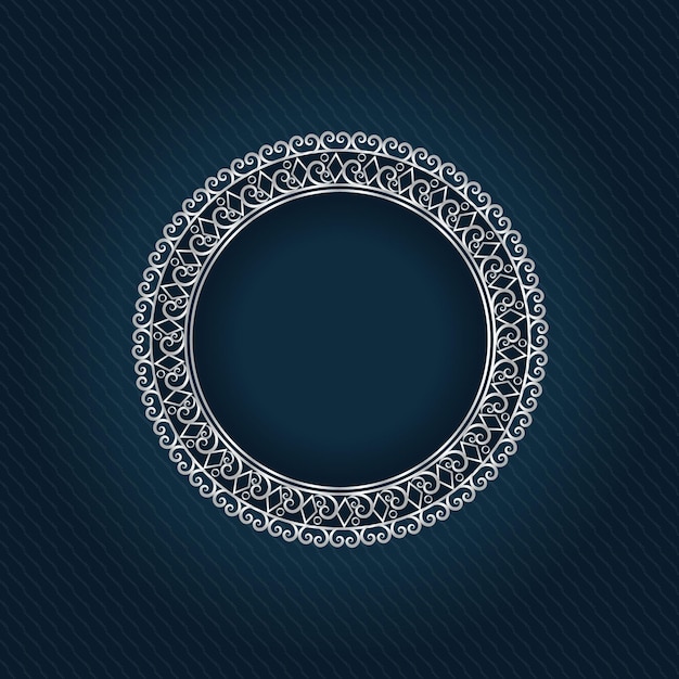 Beautiful circular gradient silver frame design premium vector