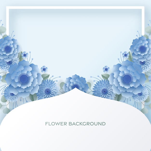 Beautiful color flower frame paper cut background