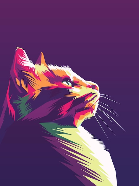 Beautiful of Colorful Cat Illustration