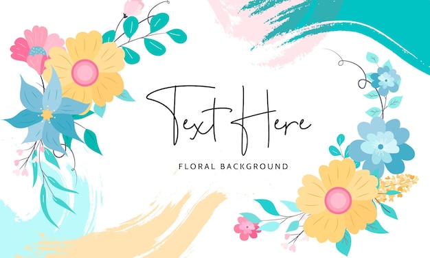 beautiful colorful hand drawing flat floral background design