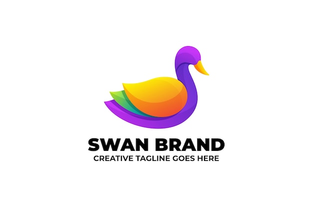 Beautiful Colorful Swan Duck Animal Gradient Logo