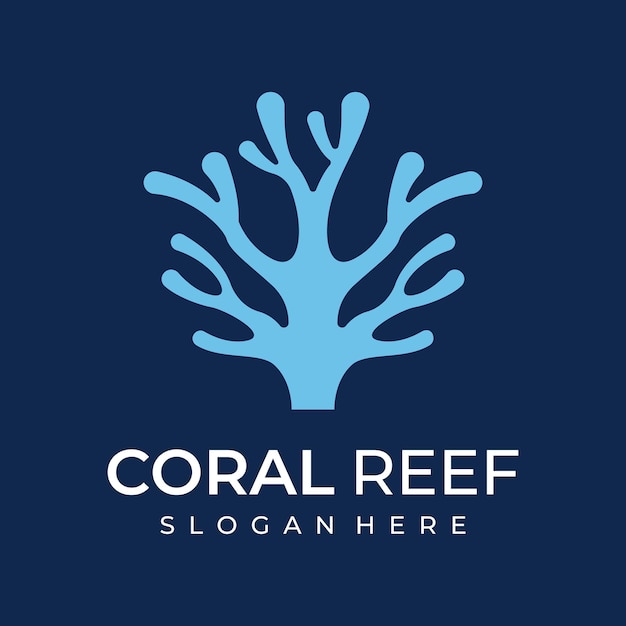 Beautiful colorful underwater natural coral reef logo creative design Coral reefs for fish habitat