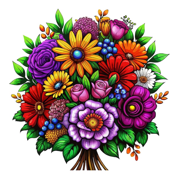 Beautiful colorful vector flowers