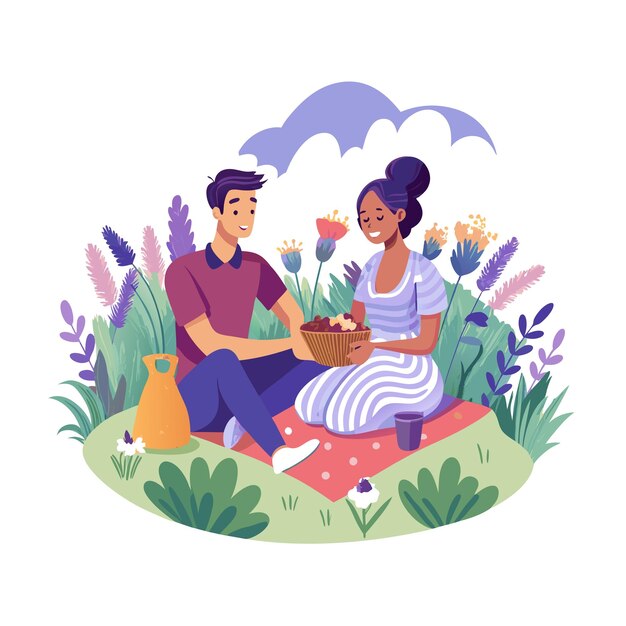 Vector beautiful couple romantic vector illustration