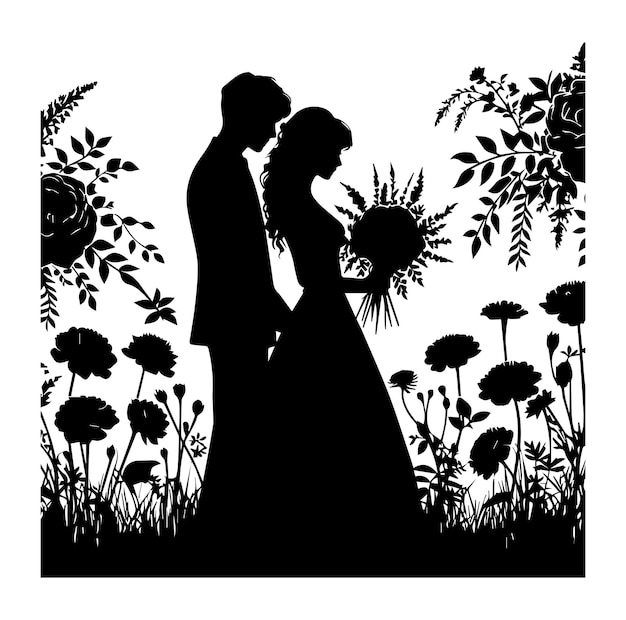 Vector a beautiful couple vector silhouette