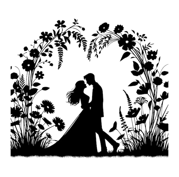 Vector a beautiful couple vector silhouette