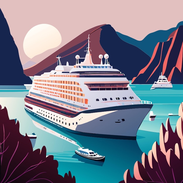 the beautiful cruise ship msc musica sailing in the bay of kotor montenegro europe vector