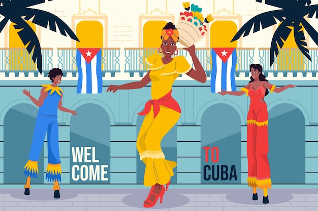 Beautiful cuba destination illustration