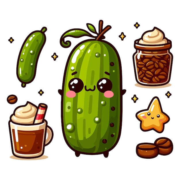 Beautiful Cute Pickle Vector Cartoon illustration