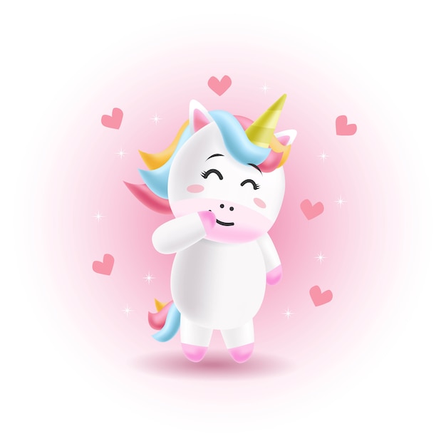 Beautiful cute and shy Unicorn giving a smile