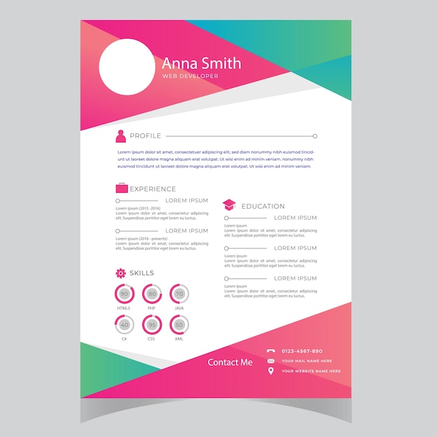 Beautiful CV Resume template elegant stylish design dusty pink color background vector