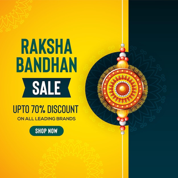 beautiful decorated rakhi on red background for raksha bandhan sale vector illustration