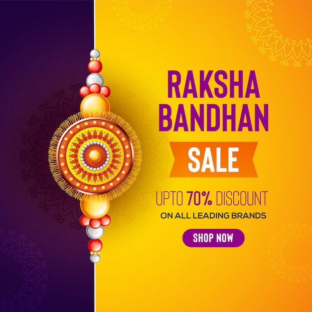 beautiful decorated rakhi on red background for raksha bandhan sale vector illustration