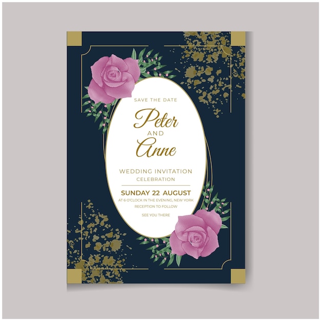 Beautiful digital Handpainted Feminine watercolor Premium floral and leaves Wedding Invitation Card