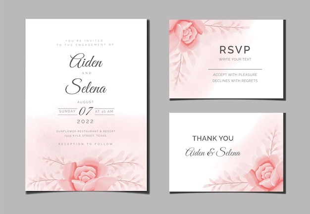 Beautiful digital Handpainted Feminine watercolor Premium floral and leaves Wedding Invitation Card