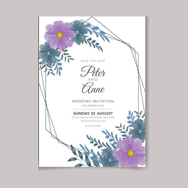 Beautiful digital Handpainted Feminine watercolor Premium floral and leaves Wedding Invitation Card