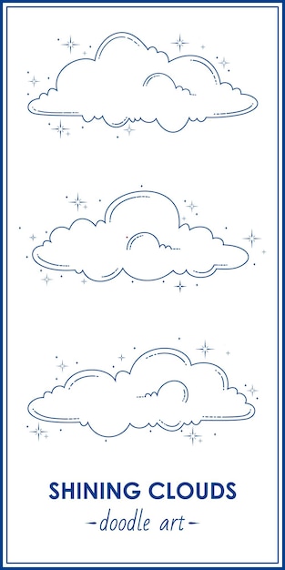 beautiful doodle art of aesthetic shining clouds