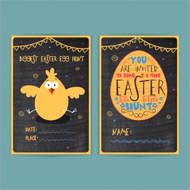 Beautiful easter invitation with chick and egg