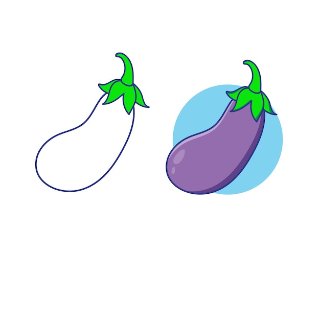 Beautiful eggplant vegetable cartoon illustration