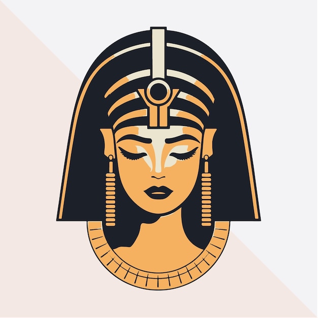 Vector a beautiful egyptian queen figure with a luxury turban crown on her head