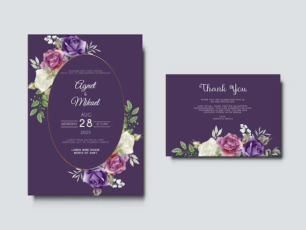 beautiful and elegant floral wedding invitation card