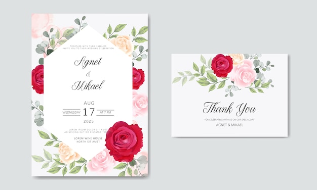 beautiful and elegant floral wedding invitation cards