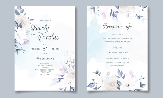 Beautiful and elegant floral wedding invitation