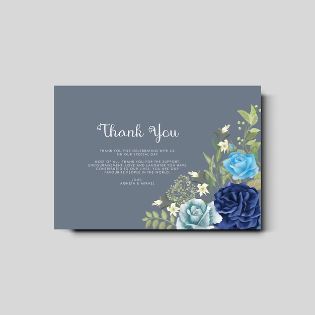 beautiful and elegant flower with leaves wedding invitation card