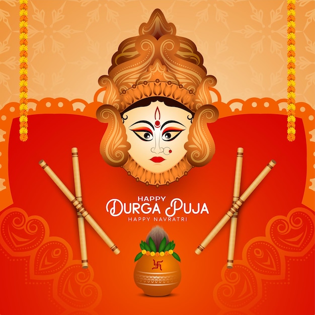 Beautiful elegant Happy Durga puja and happy Navratri festival background