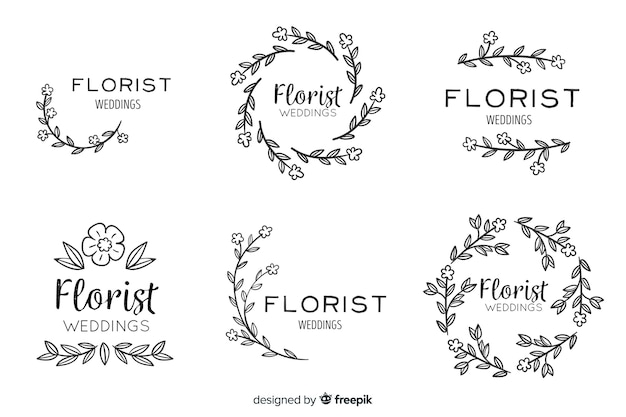 Beautiful and elegant logo or logotype set for wedding or florist