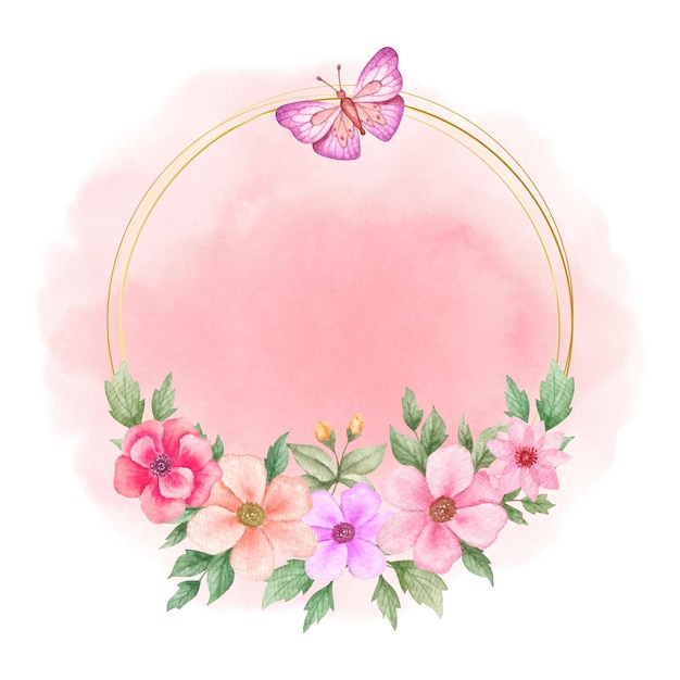 beautiful elegant watercolor flower frame