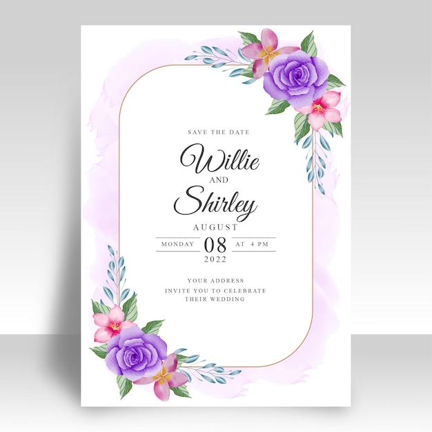 Beautiful Elegant Watercolor hand made wedding invitation card template