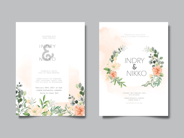 beautiful and elegant wedding invitation cards floral concept