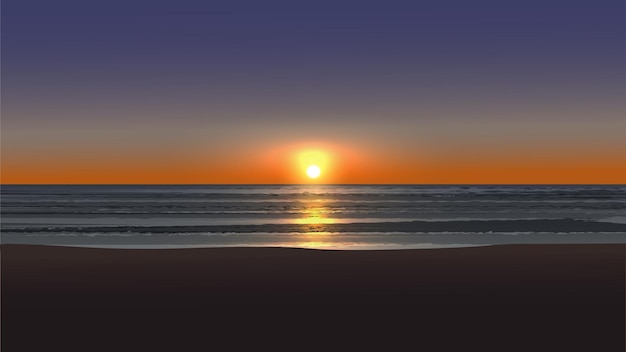 Beautiful empty beach sunset landscape