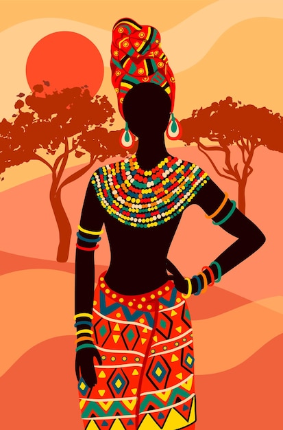 Beautiful ethnic African woman drawing