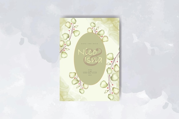 beautiful eucalyptus wedding invitation card set