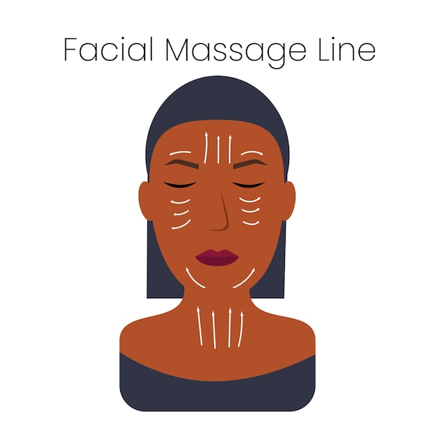 Beautiful facial massage line, great design for any purposes. Vector woman face. Vector illustration