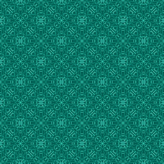 Beautiful fantastic blue green abstract blossom mandala seamless pattern background illustration