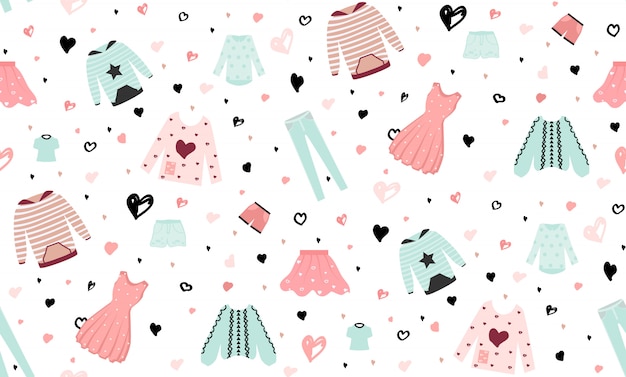 Beautiful fashion clothing seamless pattern