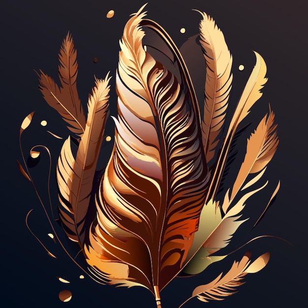 Vector the beautiful feather are arranged in a beautiful order vintage oil painting intricate detail