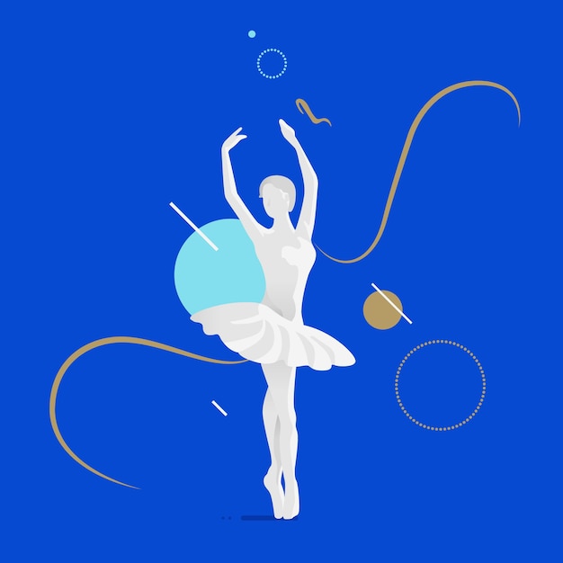 Beautiful female ballet dancer Flat style illustration