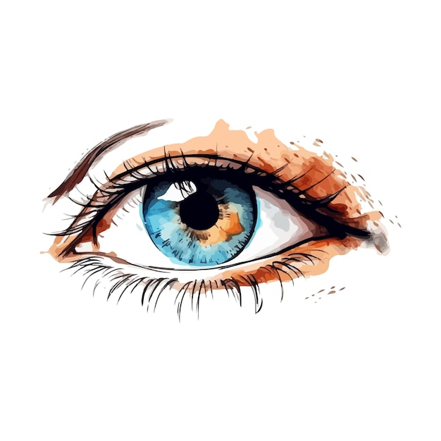 Beautiful female eye Cute drawing eye Hand drawn watercolor eye