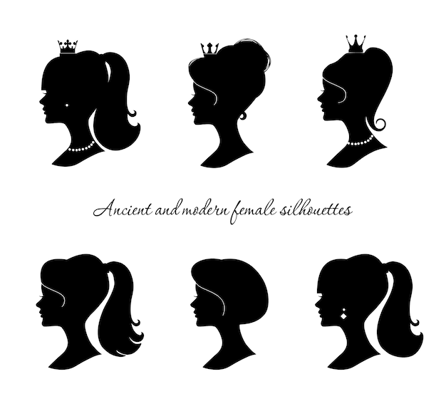 Beautiful female silhouettes set isolated on white