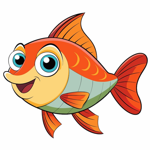 Vector beautiful fish cartoon style on white background